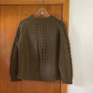 J. Crew Olive Cable Knit Sweater